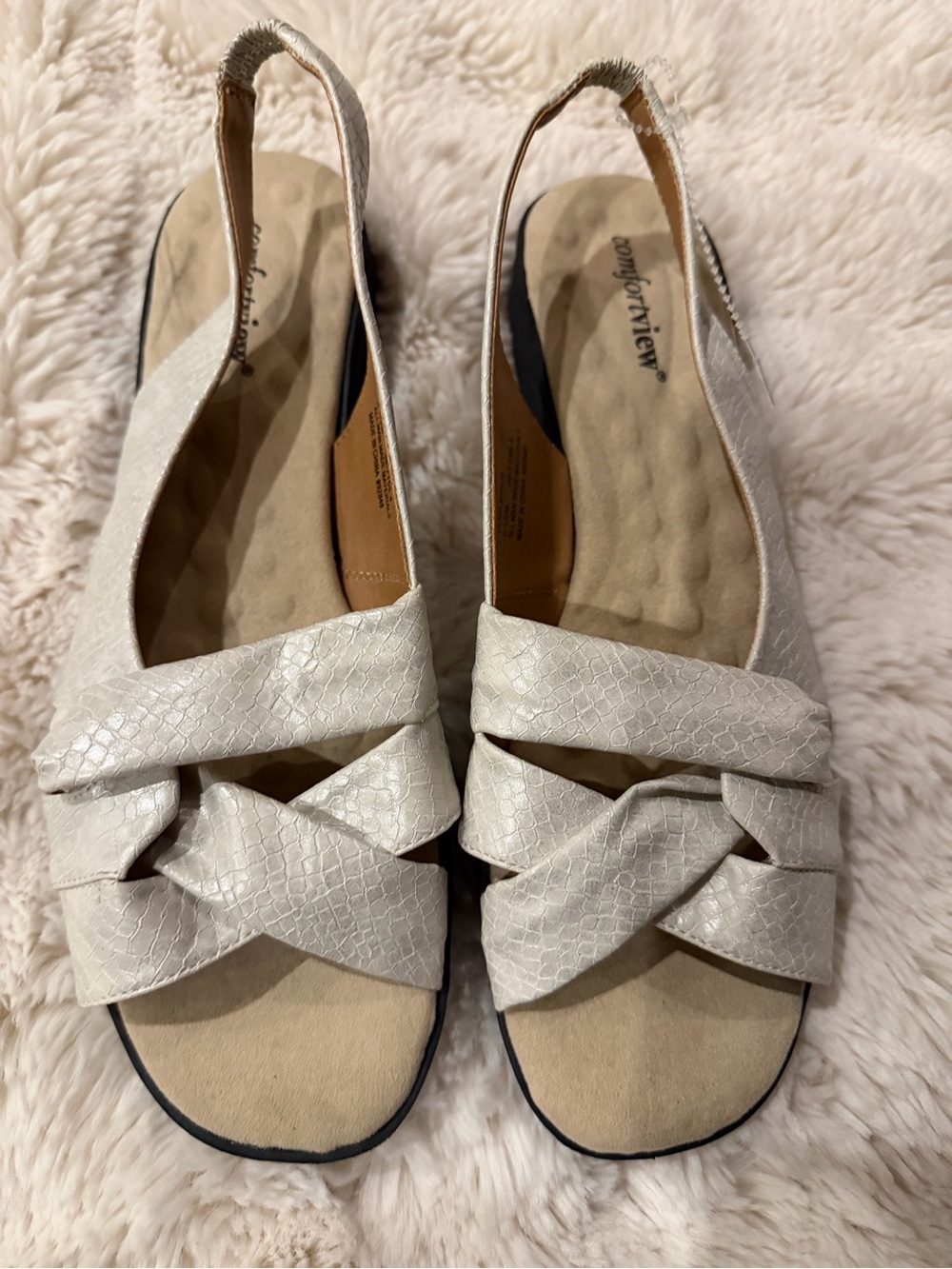 comfortview Braided Slingback Sandals in Ivory
